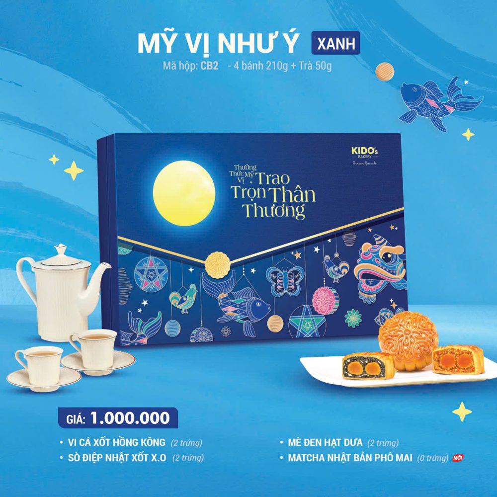 Hộp quà Mỹ Vị Như Ý Xanh CB2 bánh trung thu KIDO 2026