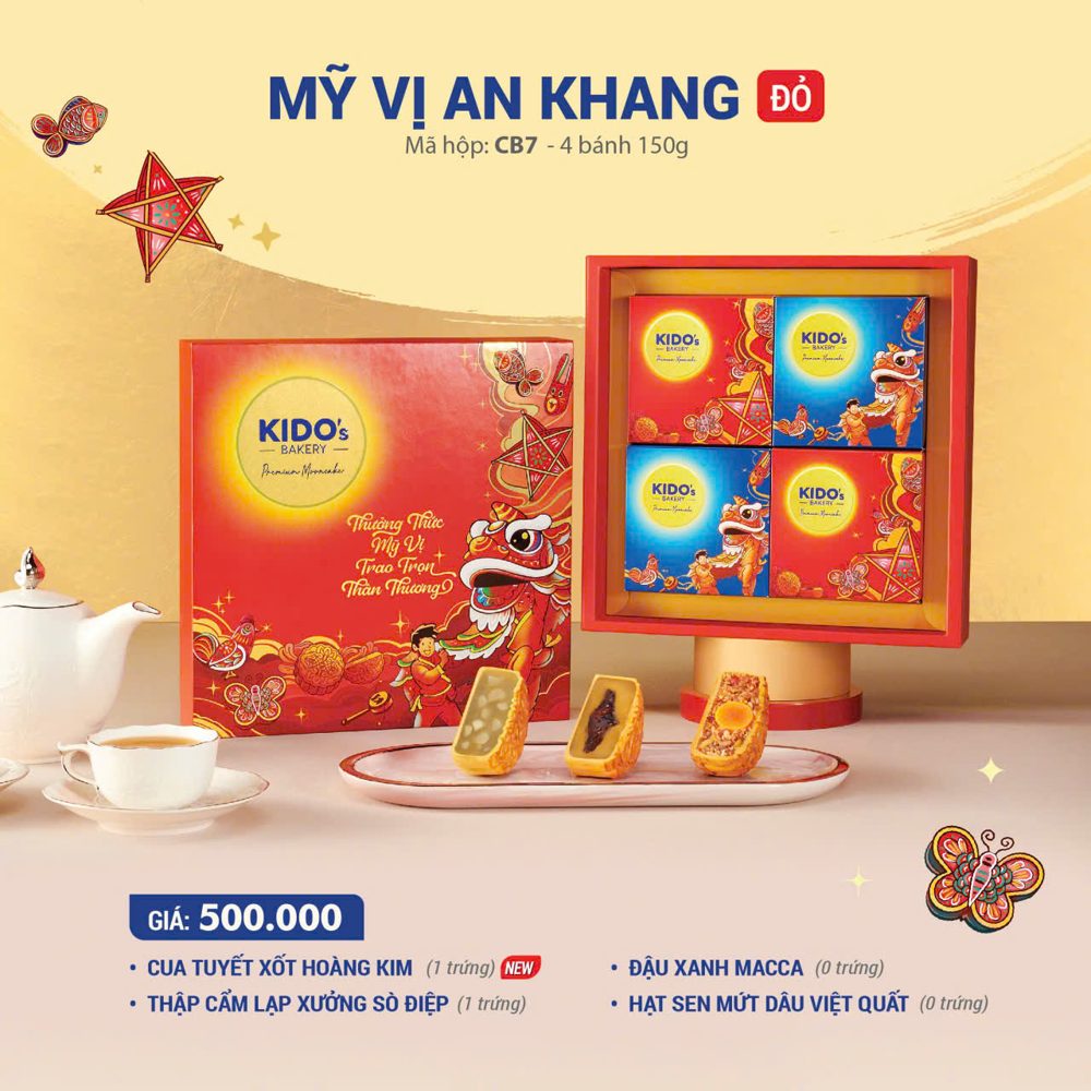 Hộp quà Mỹ Vị An Khang Đỏ CB7 bánh trung thu KIDO 2026