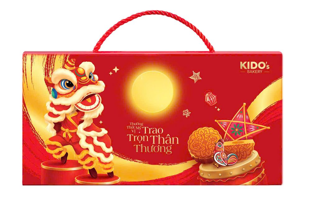 Hộp quà bánh trung thu KIDO 2026 màu xanh múa lân